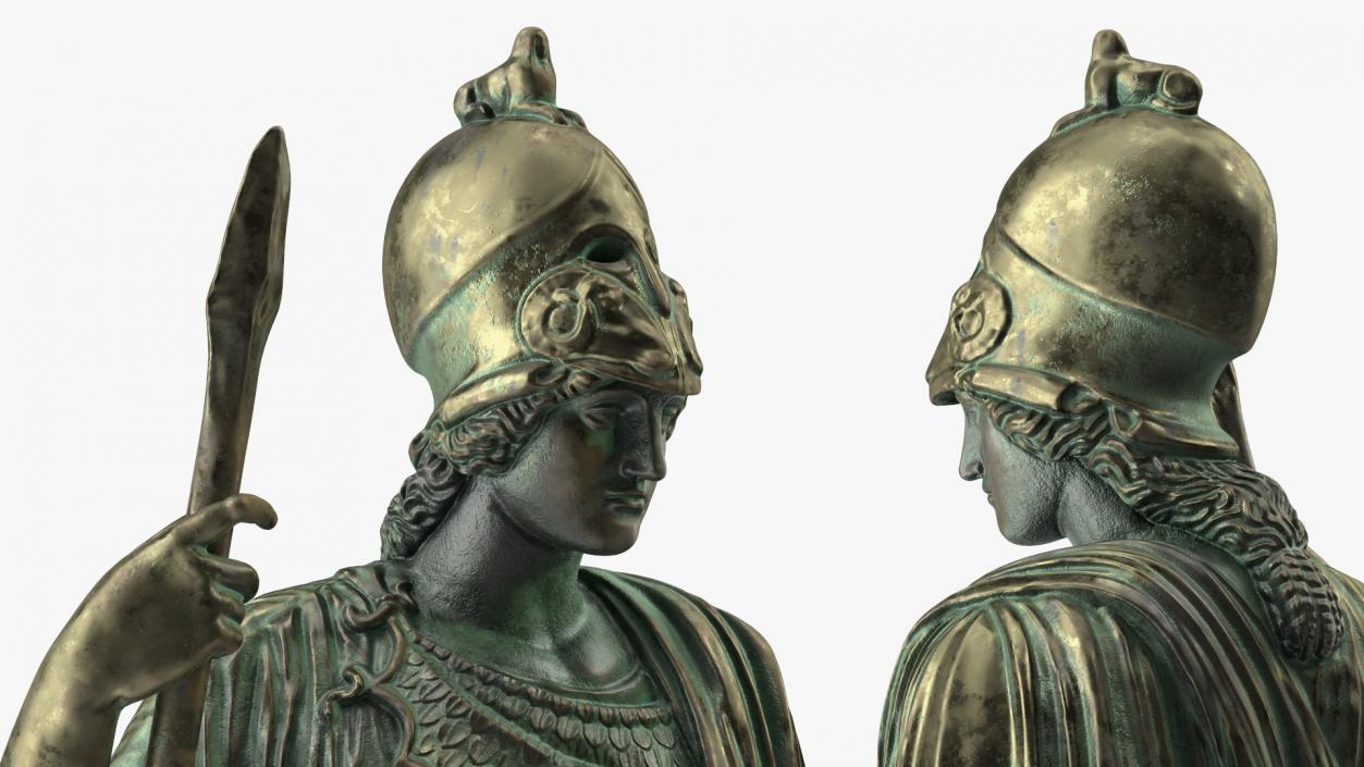 Statue Goddess Athena Bronze Old 3D