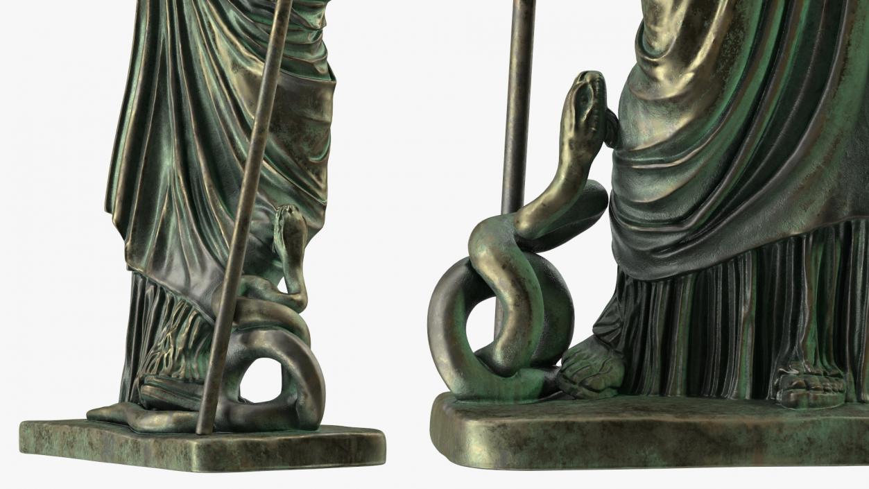 Statue Goddess Athena Bronze Old 3D