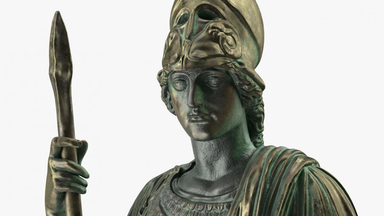 Statue Goddess Athena Bronze Old 3D