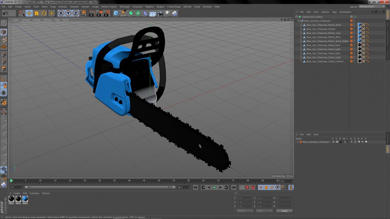 Blue Gasoline Chainsaw 3D