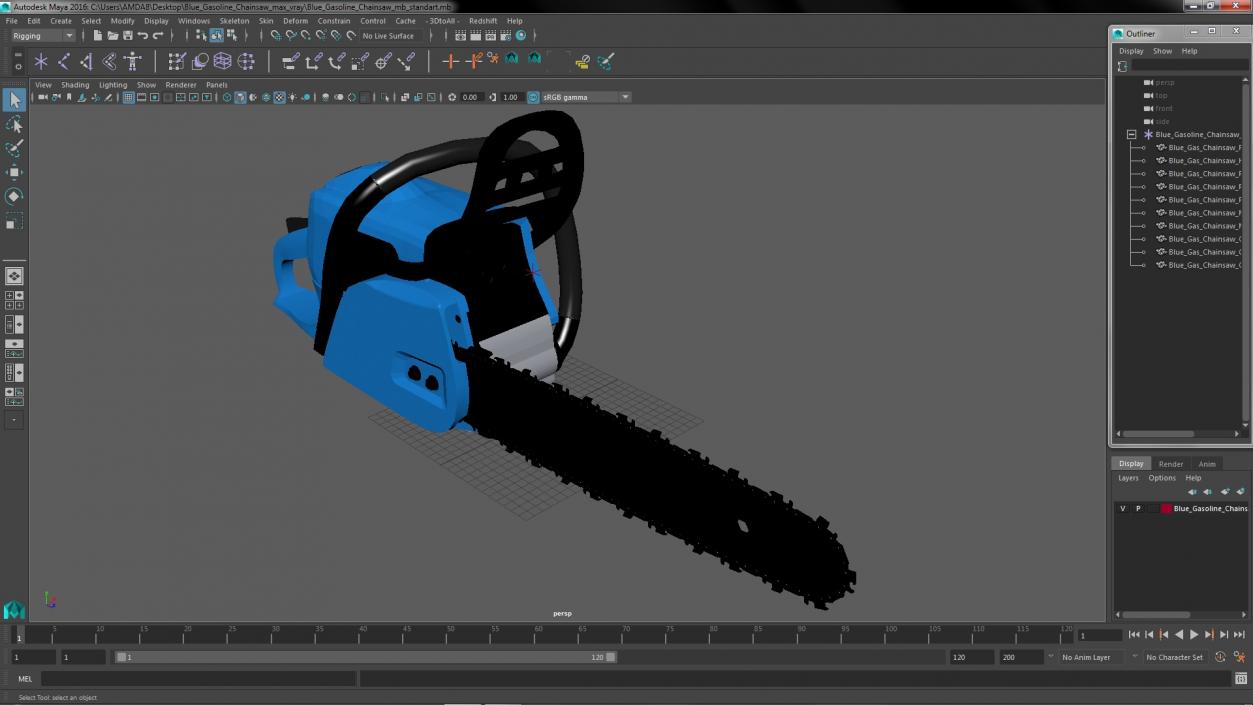 Blue Gasoline Chainsaw 3D