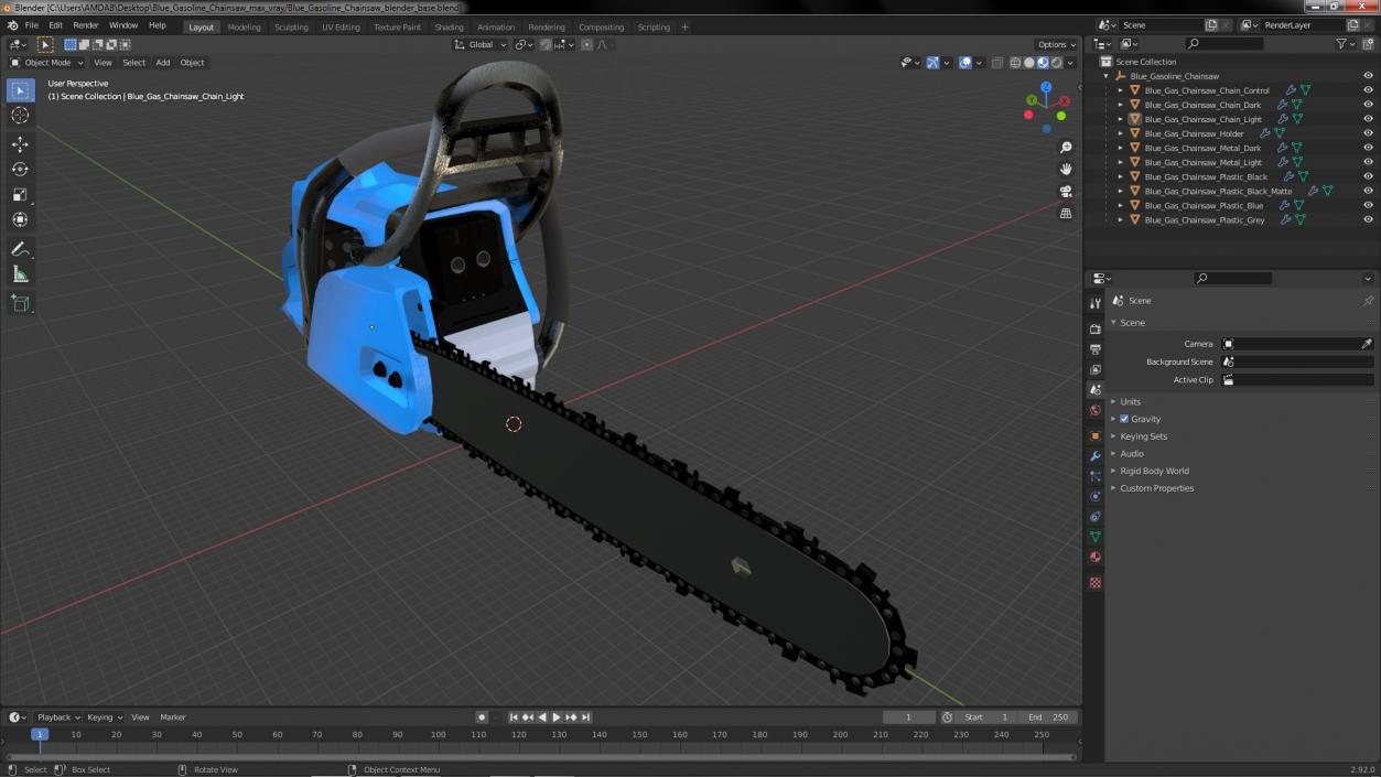 Blue Gasoline Chainsaw 3D