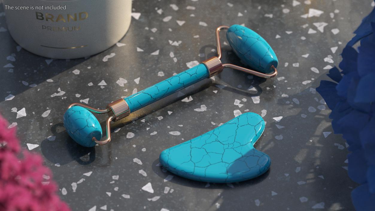 3D model Gua Sha Face Lifting Massager Tools Turquoise