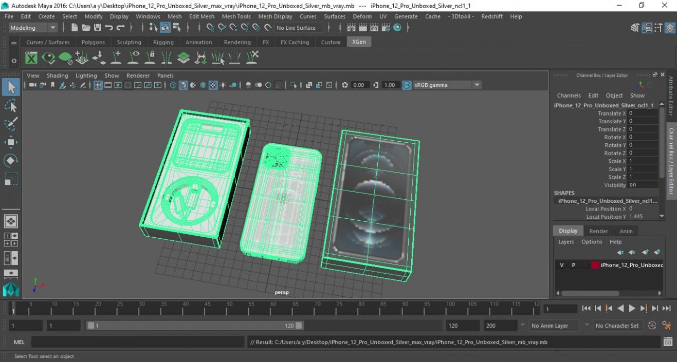 3D iPhone 12 Pro Unboxed Silver model