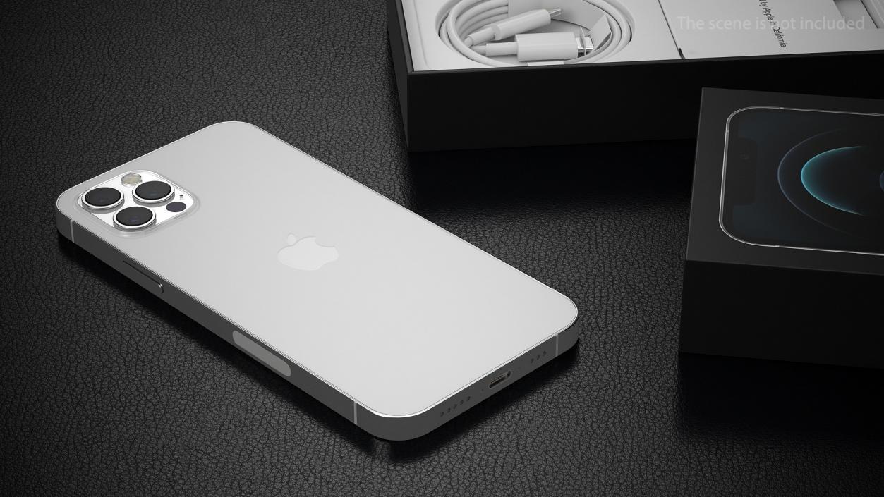 3D iPhone 12 Pro Unboxed Silver model