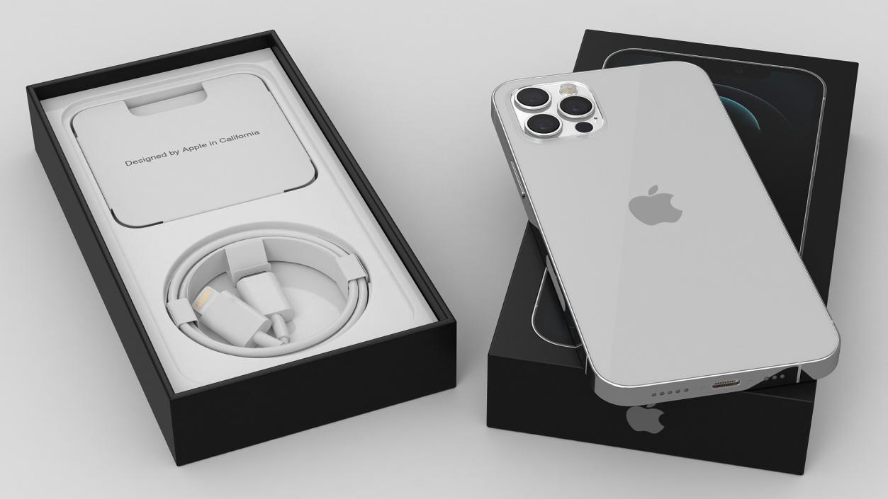 3D iPhone 12 Pro Unboxed Silver model