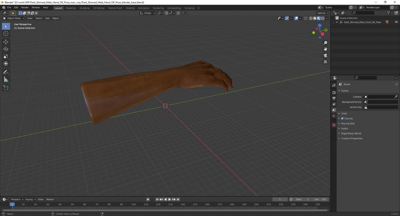 3D model Dark Skinned Male Hand OK Pose