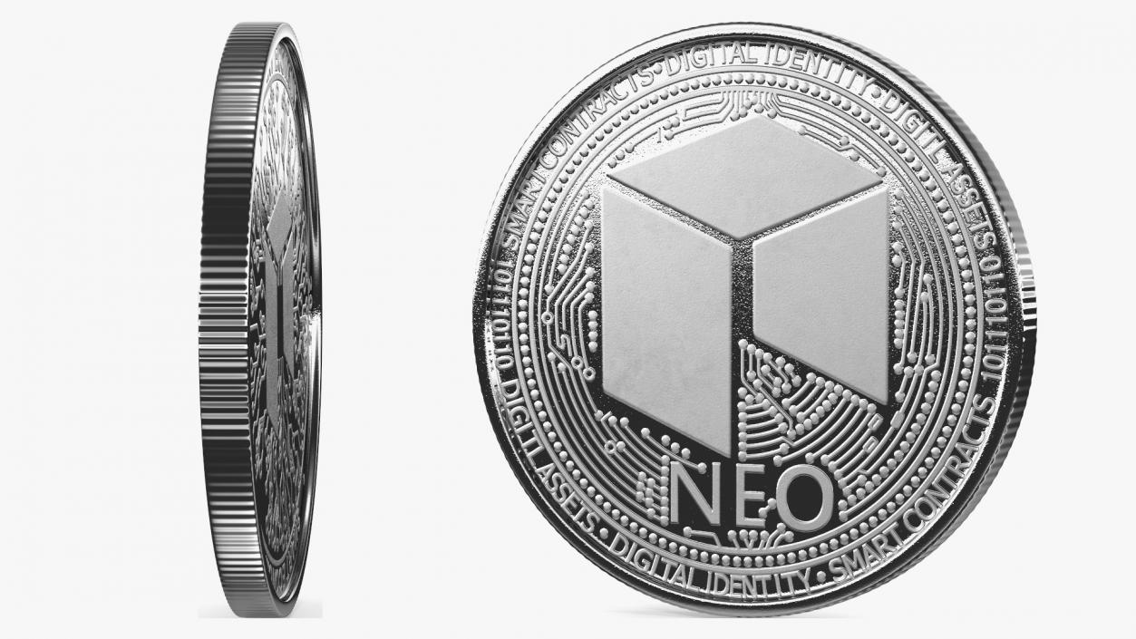 3D Cryptocurrency Coins Silver Collection model