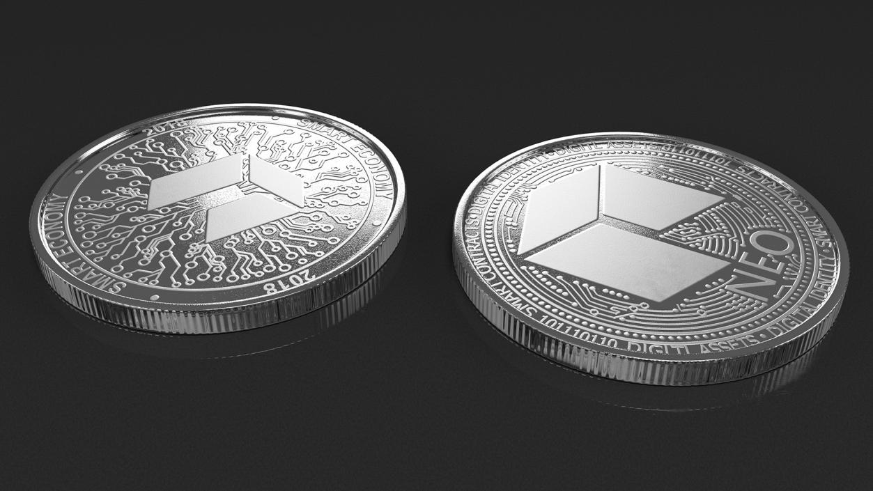 3D Cryptocurrency Coins Silver Collection model