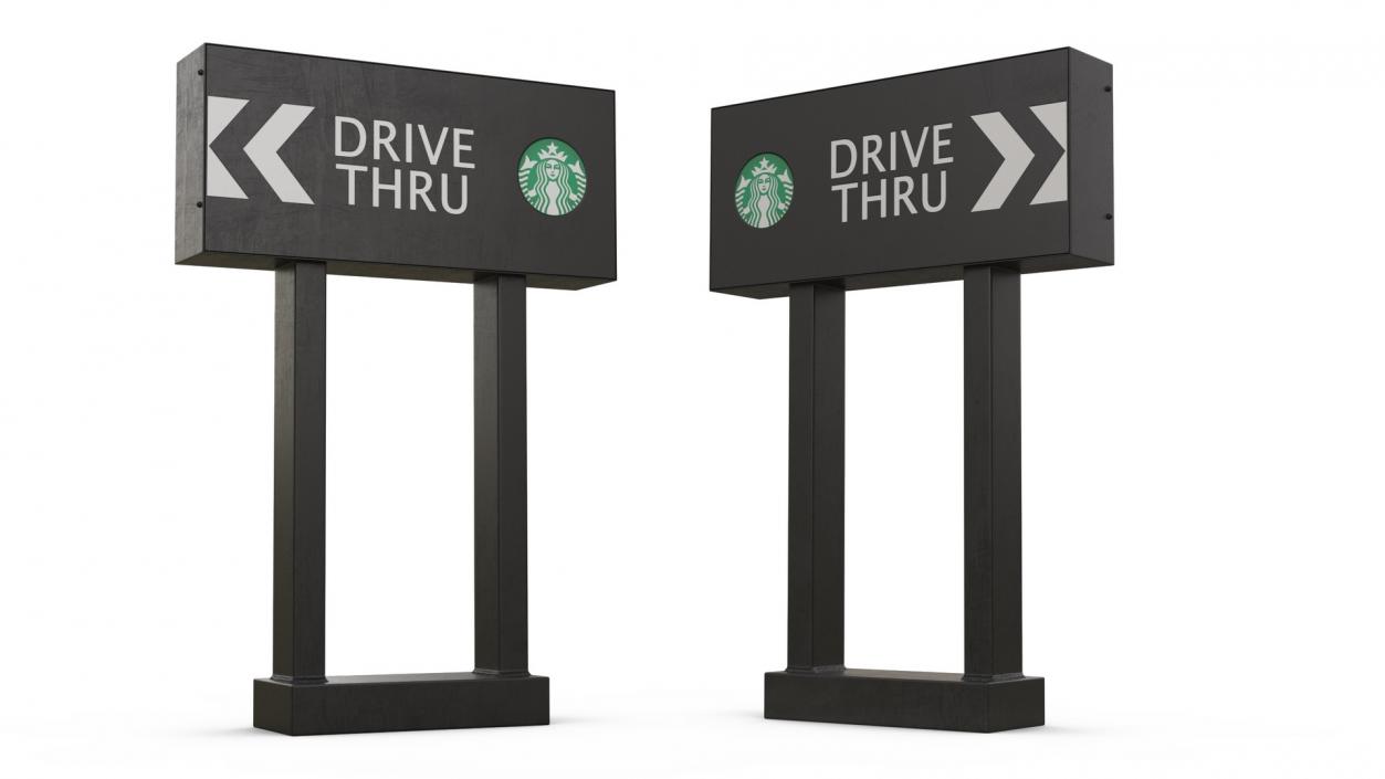 Starbucks Drive Thru Sign 2 3D