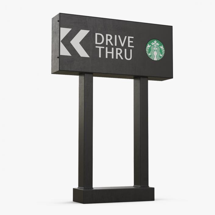 Starbucks Drive Thru Sign 2 3D