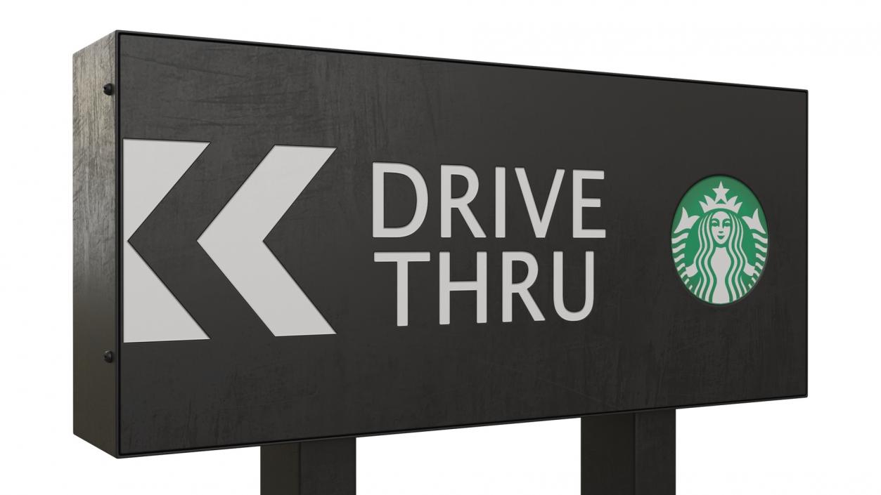 Starbucks Drive Thru Sign 2 3D