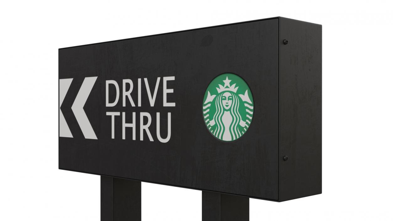 Starbucks Drive Thru Sign 2 3D