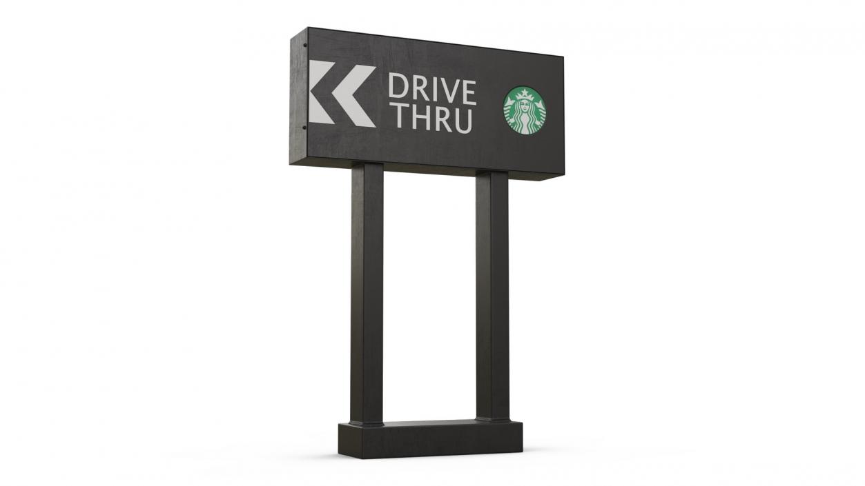 Starbucks Drive Thru Sign 2 3D