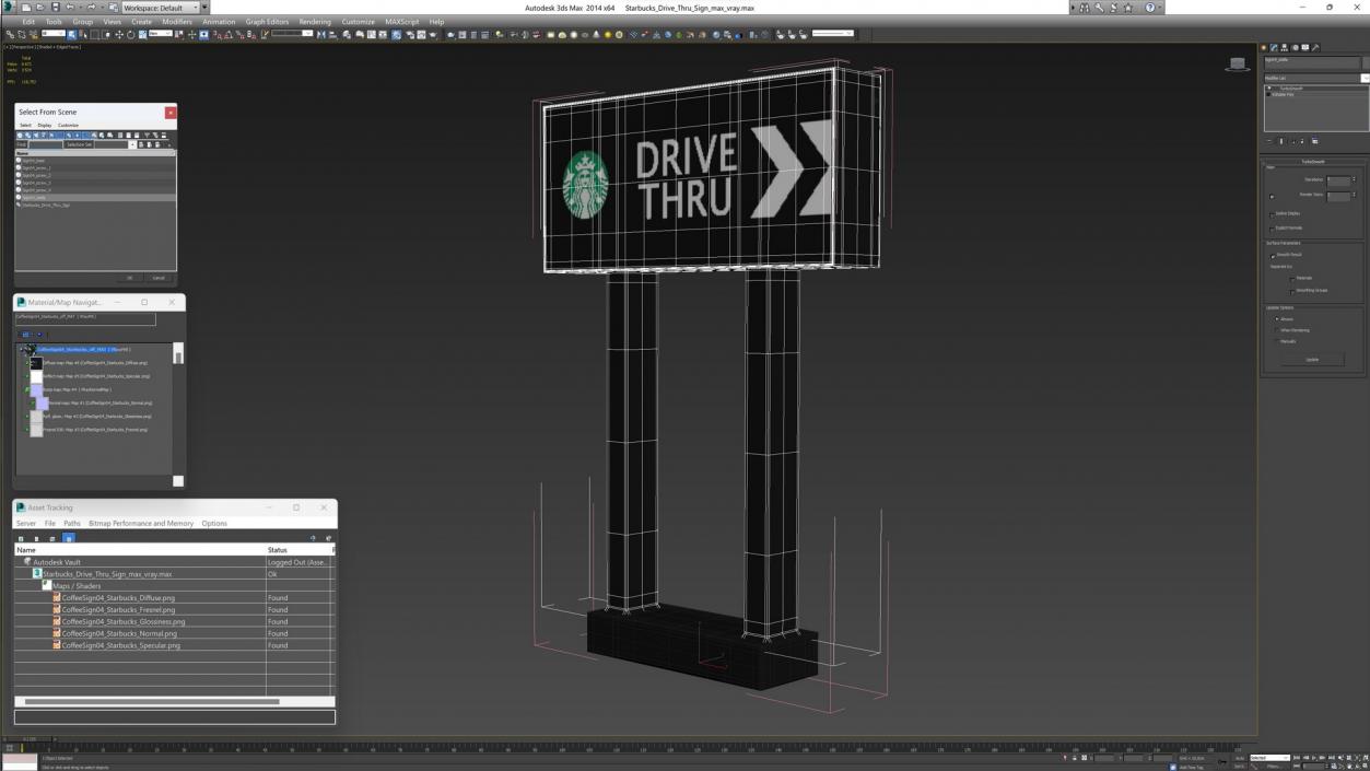 Starbucks Drive Thru Sign 2 3D