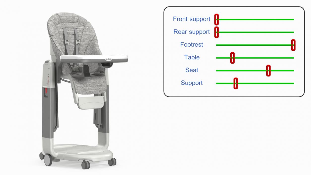 Tatamia High Chair Vertical Grey Rigged 3D model