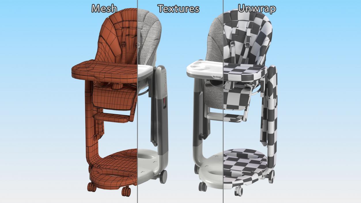 Tatamia High Chair Vertical Grey Rigged 3D model