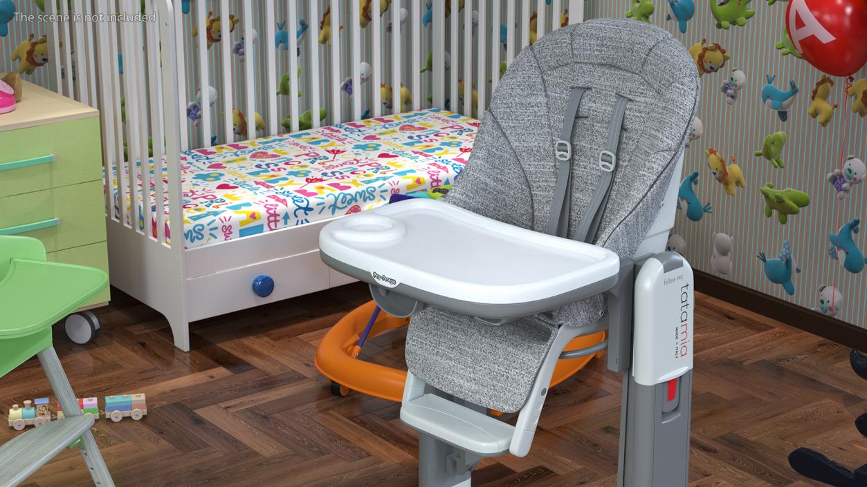 Tatamia High Chair Vertical Grey Rigged 3D model