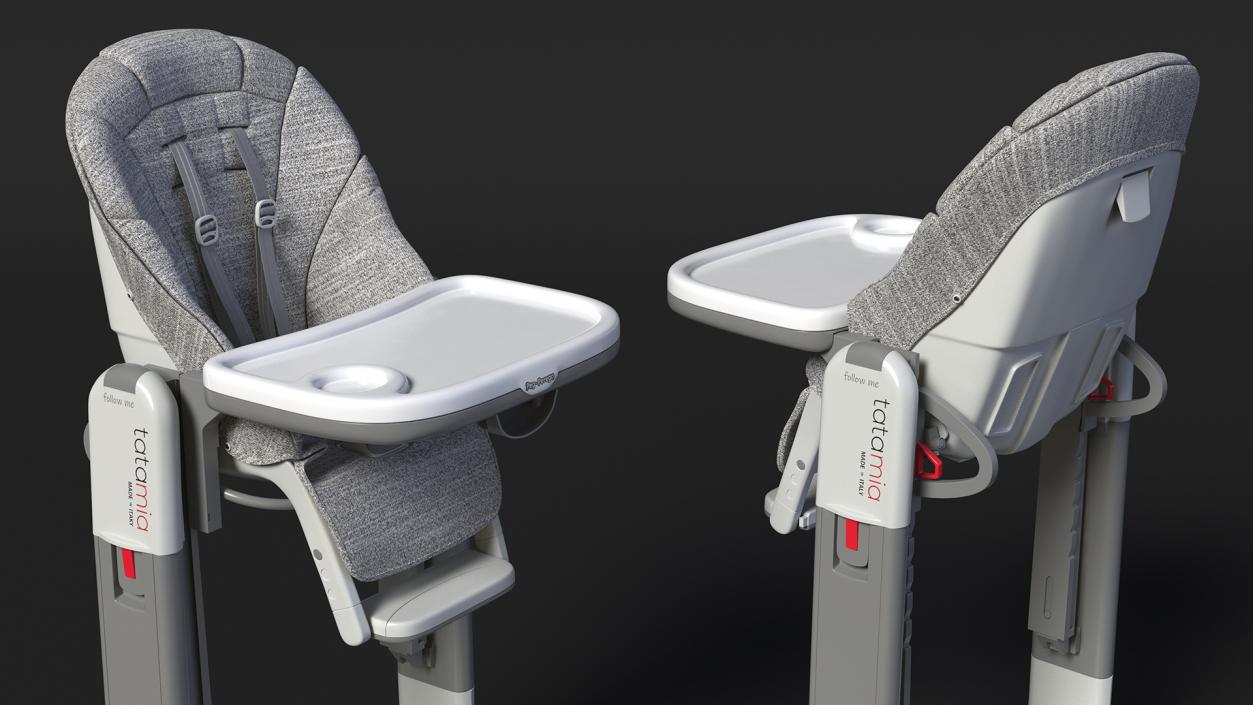 Tatamia High Chair Vertical Grey Rigged 3D model