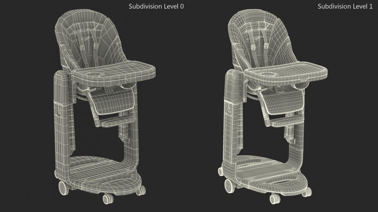 Tatamia High Chair Vertical Grey Rigged 3D model