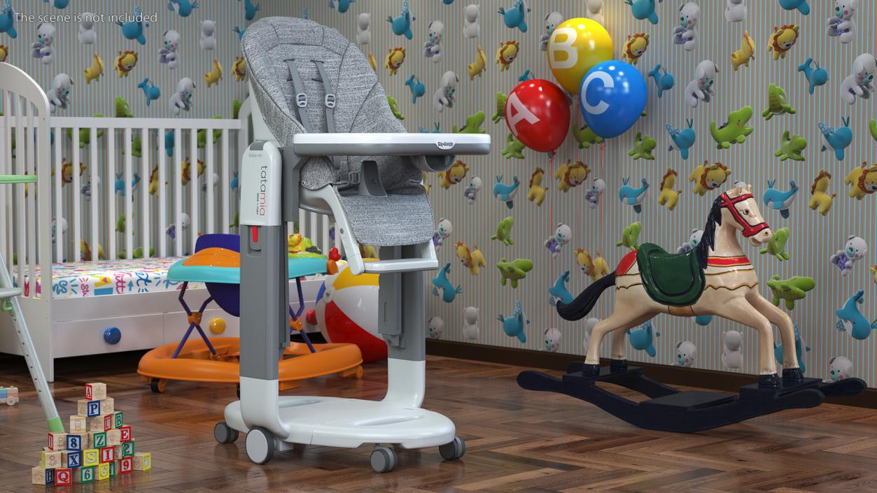 Tatamia High Chair Vertical Grey Rigged 3D model