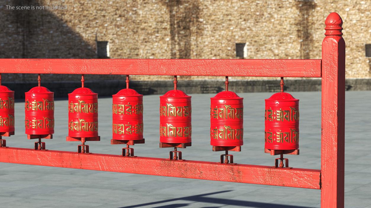 3D model Buddhist Monk with Prayer Wheels Collection 3