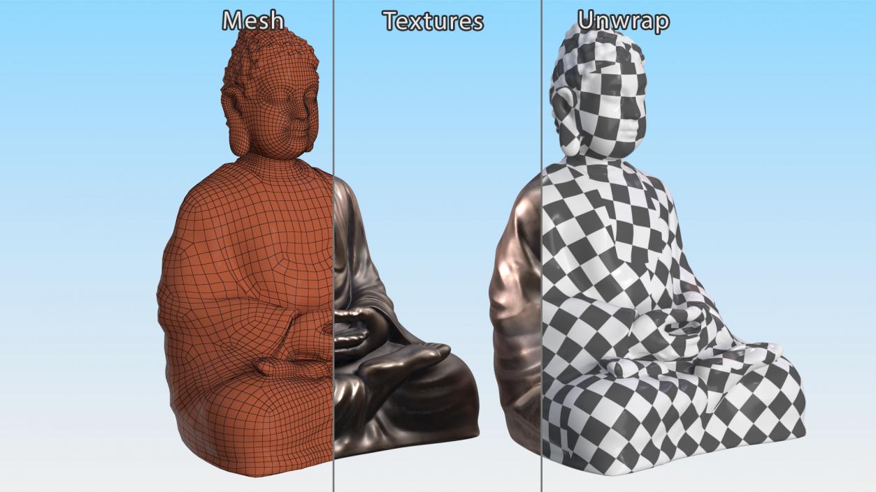 3D model Buddhist Monk with Prayer Wheels Collection 3