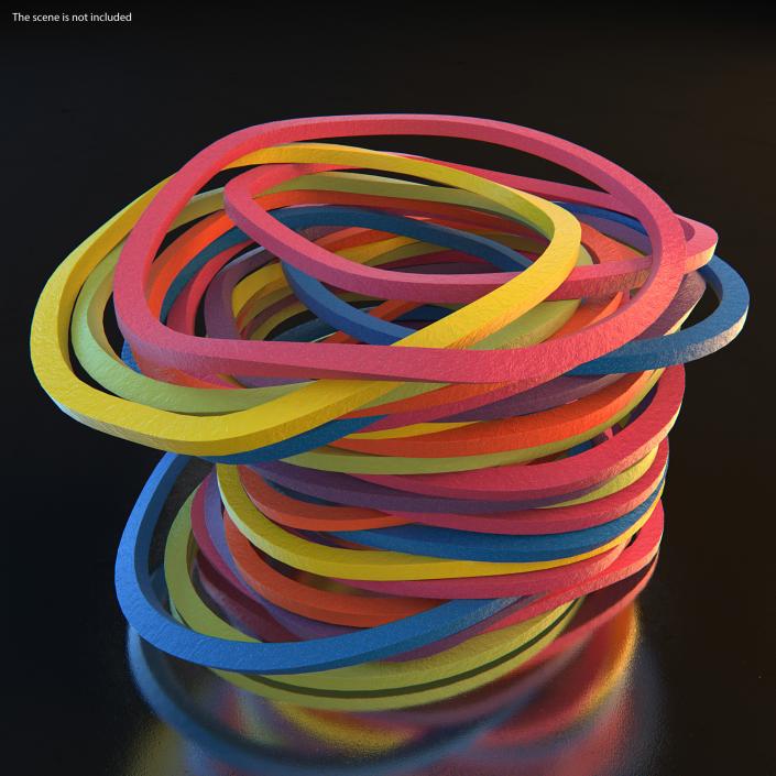 3D model Stack of Colorful Rubber Bands