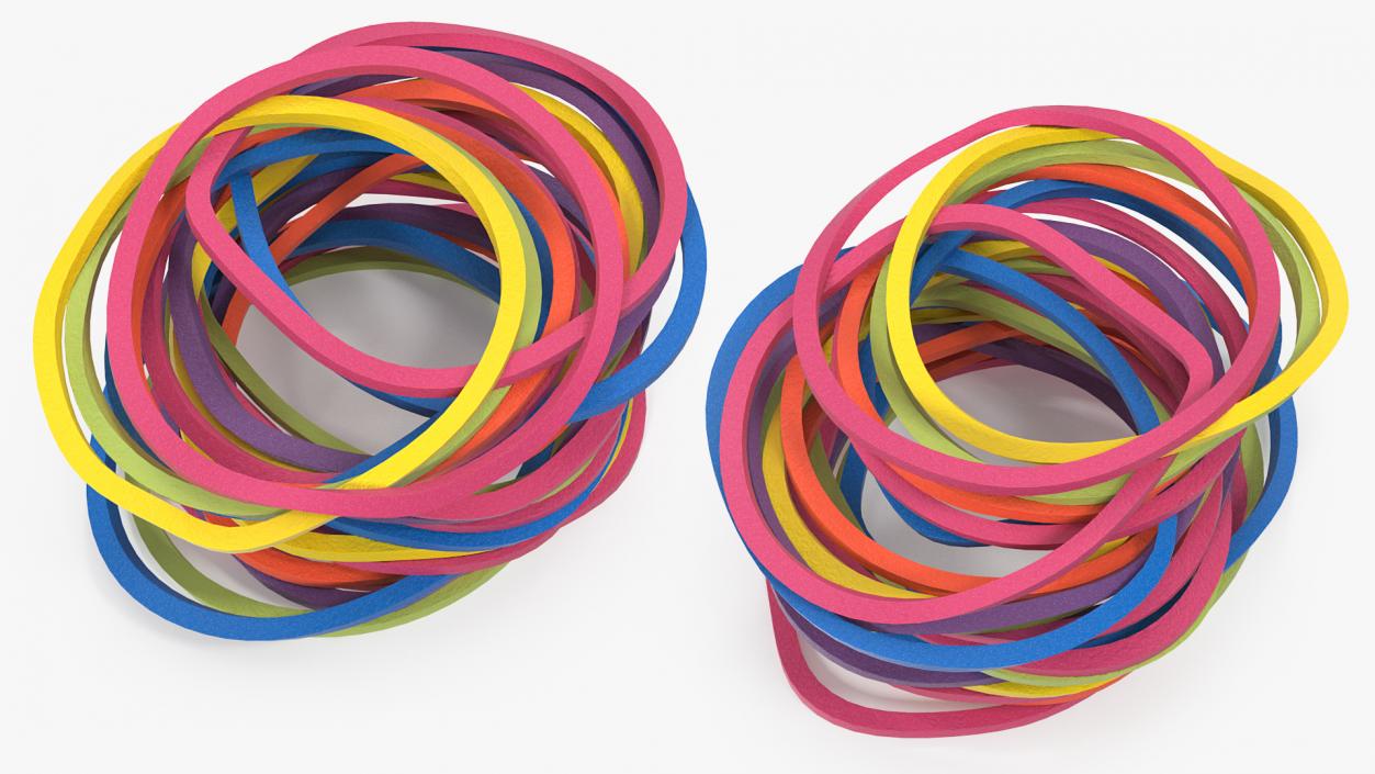 3D model Stack of Colorful Rubber Bands