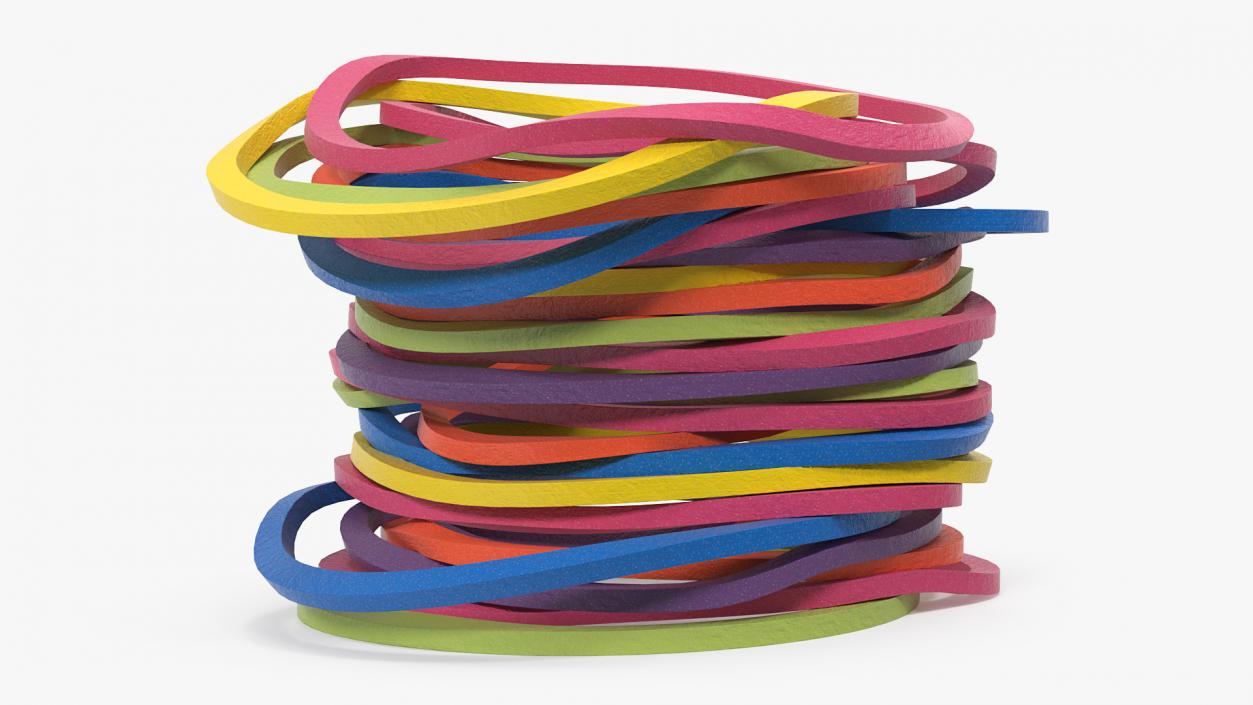 3D model Stack of Colorful Rubber Bands