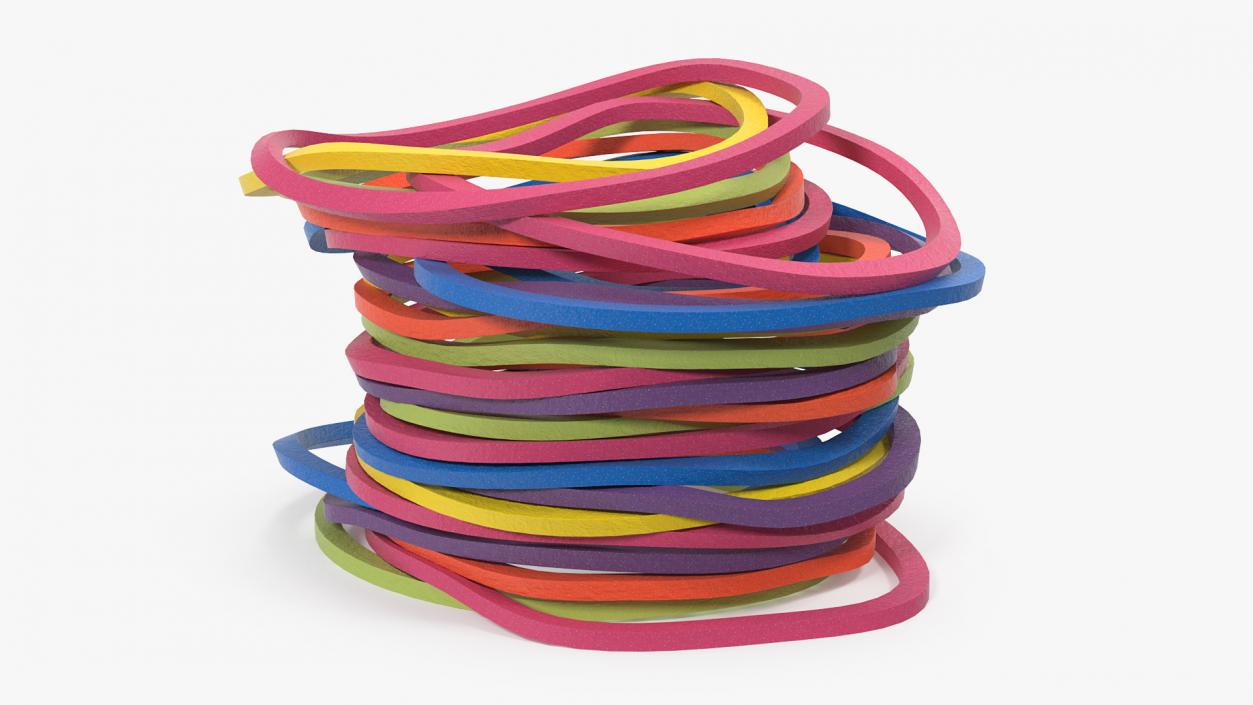 3D model Stack of Colorful Rubber Bands