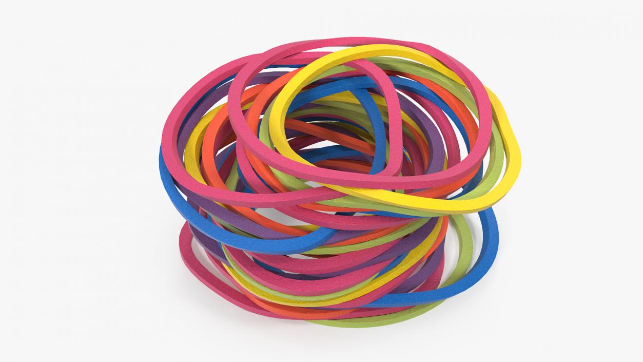 3D model Stack of Colorful Rubber Bands