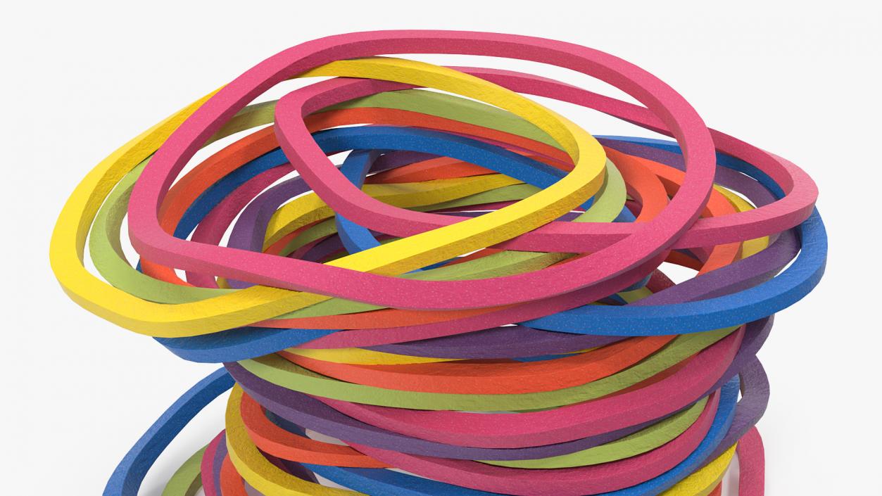 3D model Stack of Colorful Rubber Bands