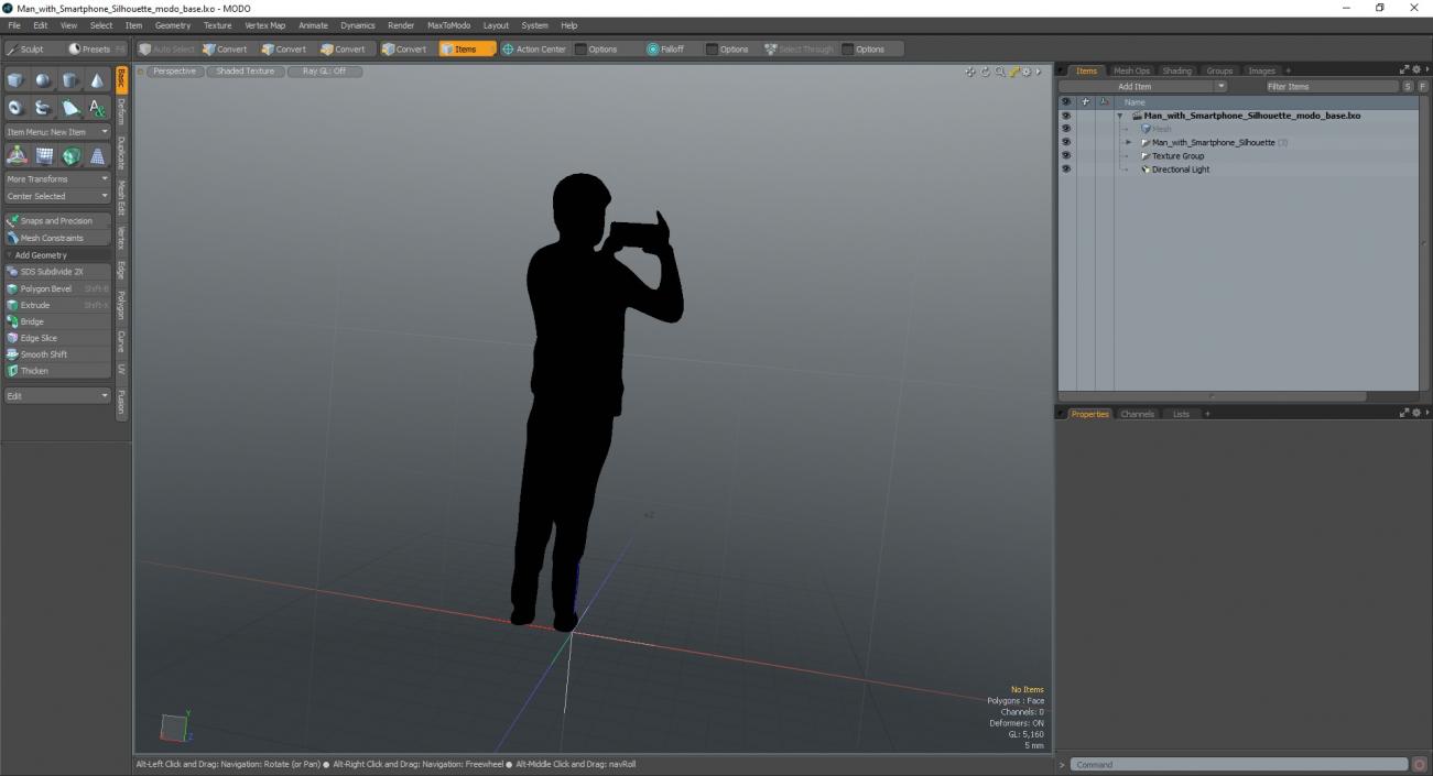 3D model Man with Smartphone Silhouette