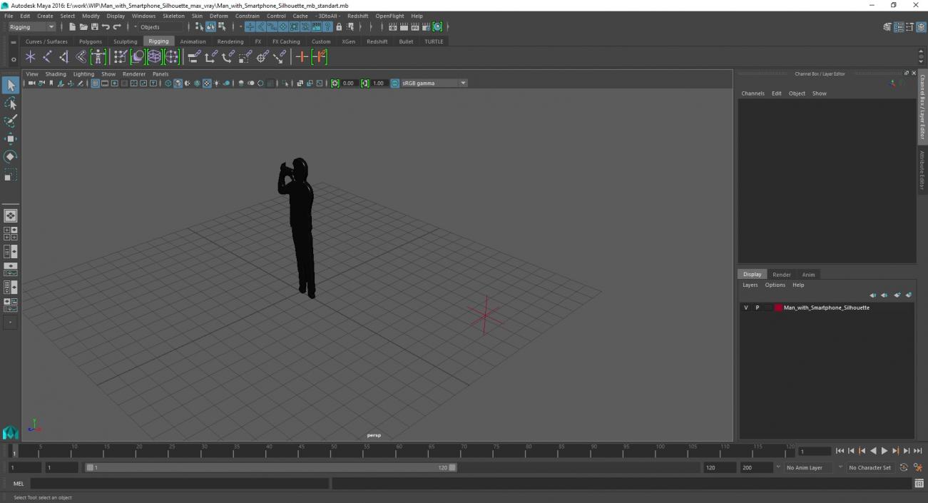 3D model Man with Smartphone Silhouette