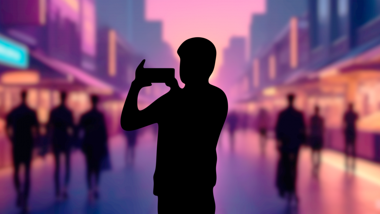 3D model Man with Smartphone Silhouette