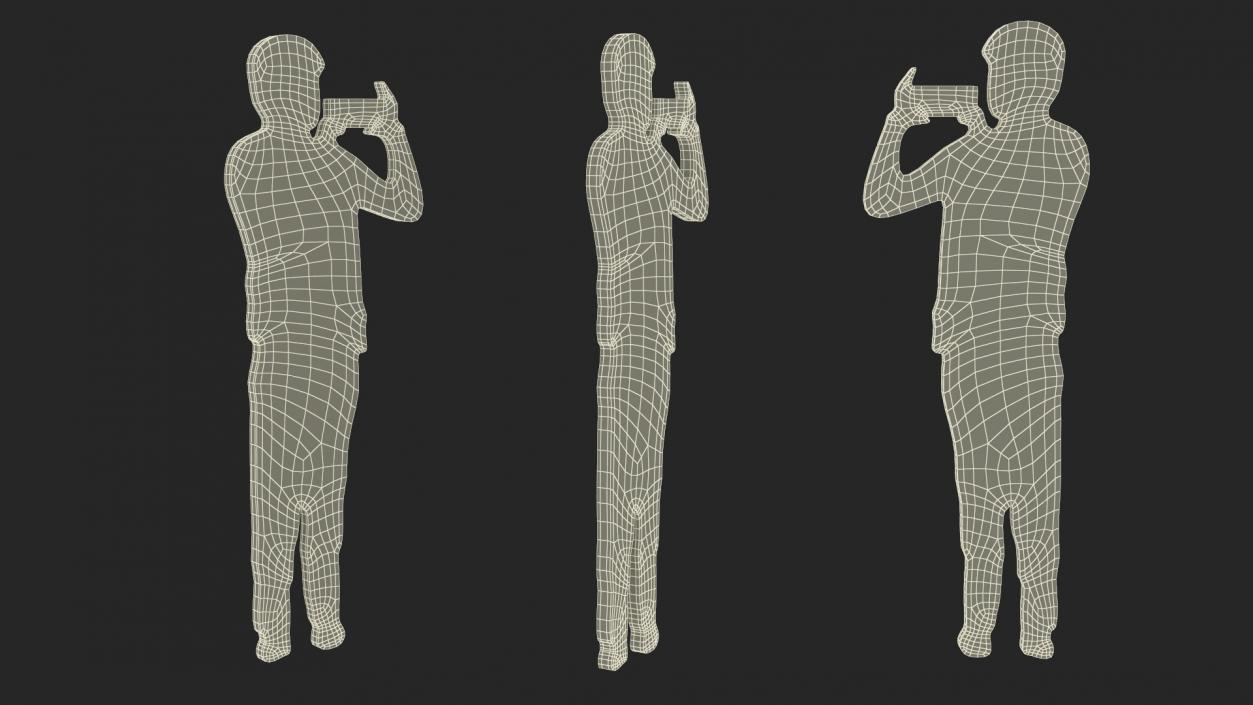 3D model Man with Smartphone Silhouette