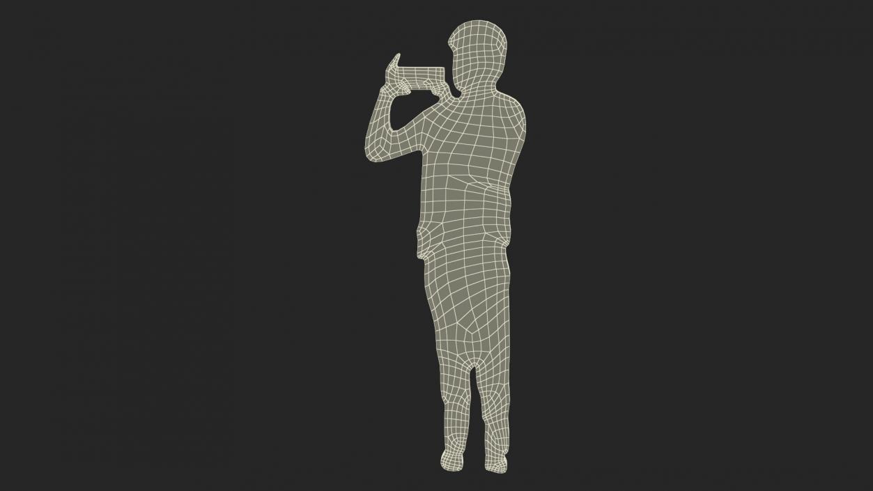 3D model Man with Smartphone Silhouette