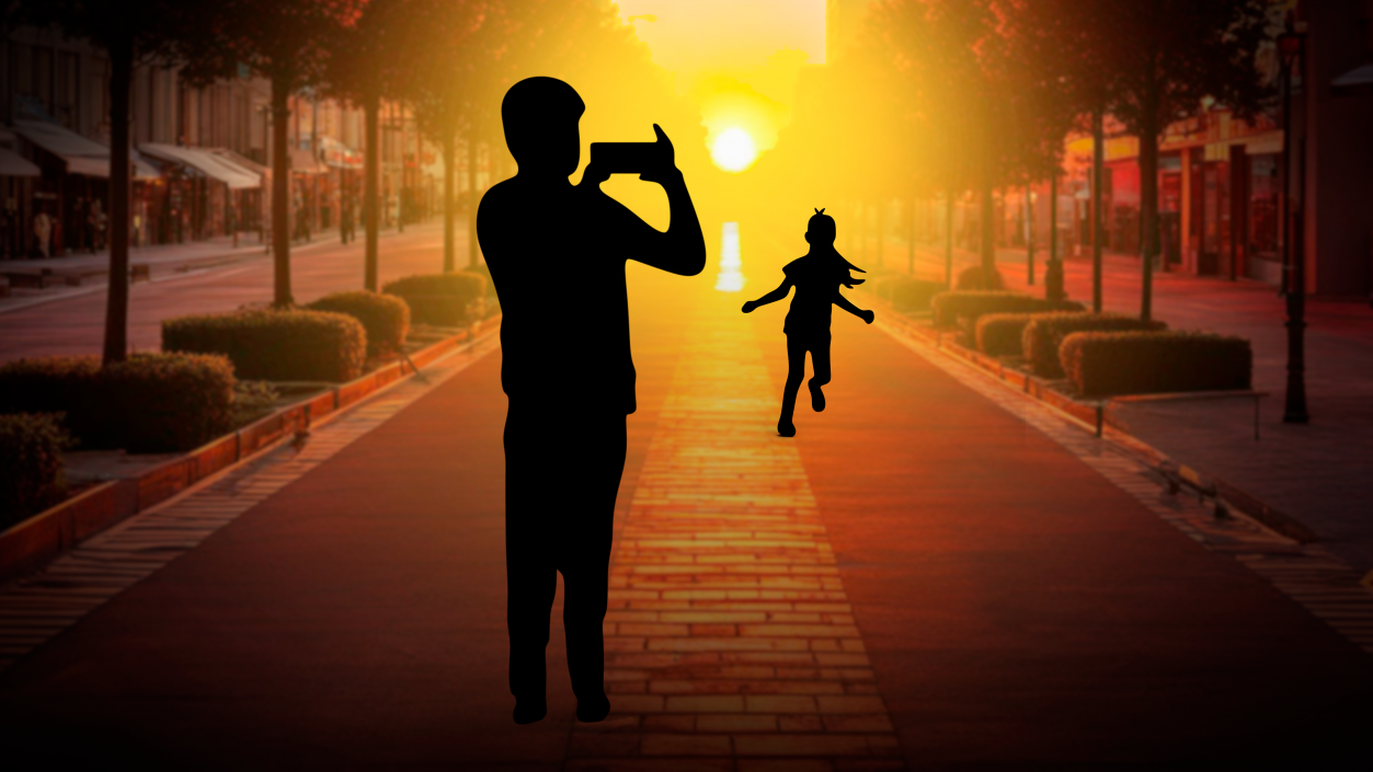 3D model Man with Smartphone Silhouette