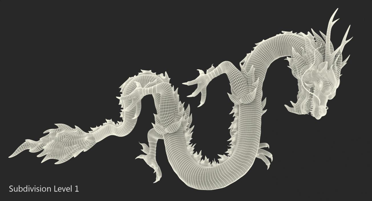 3D Golden Chinese Dragon Zodiac Sign model