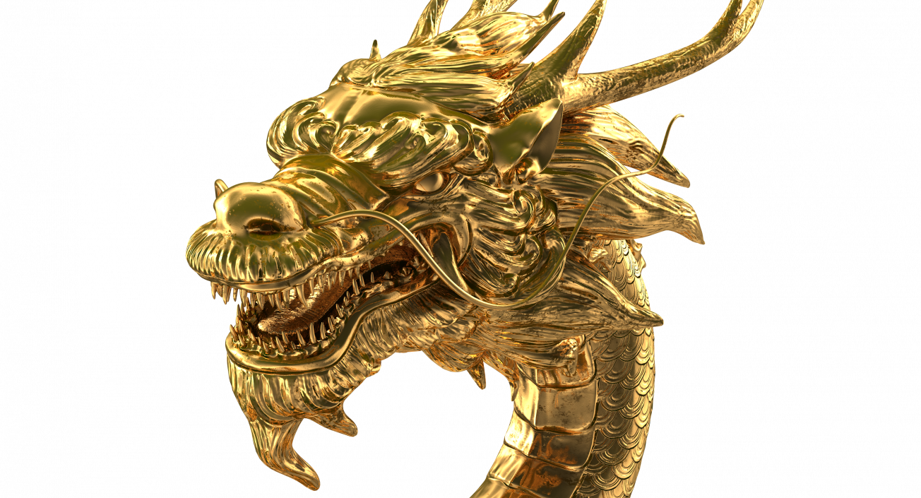 3D Golden Chinese Dragon Zodiac Sign model