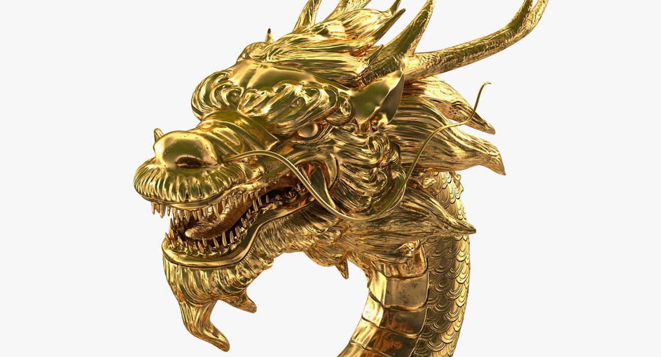 3D Golden Chinese Dragon Zodiac Sign model