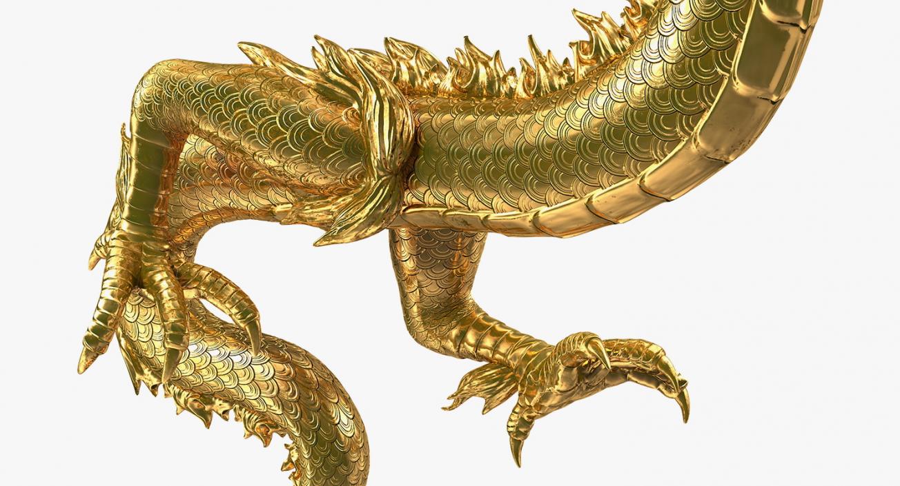 3D Golden Chinese Dragon Zodiac Sign model