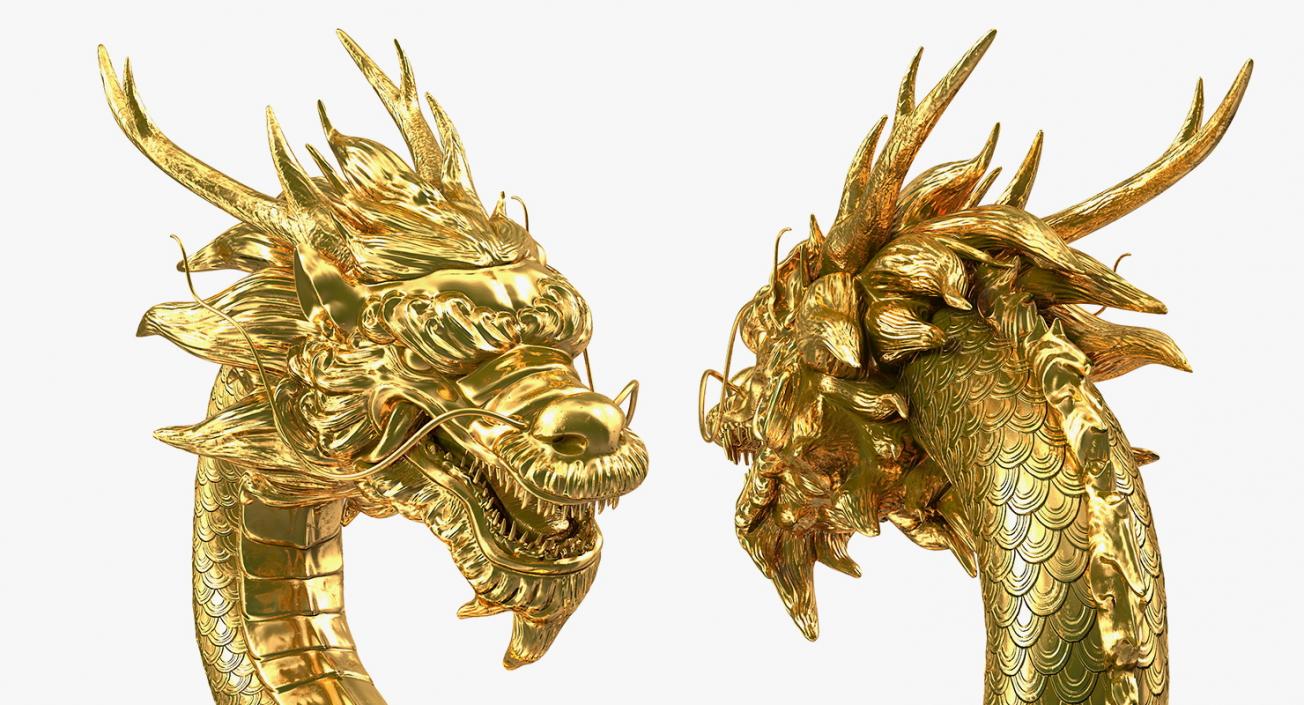 3D Golden Chinese Dragon Zodiac Sign model