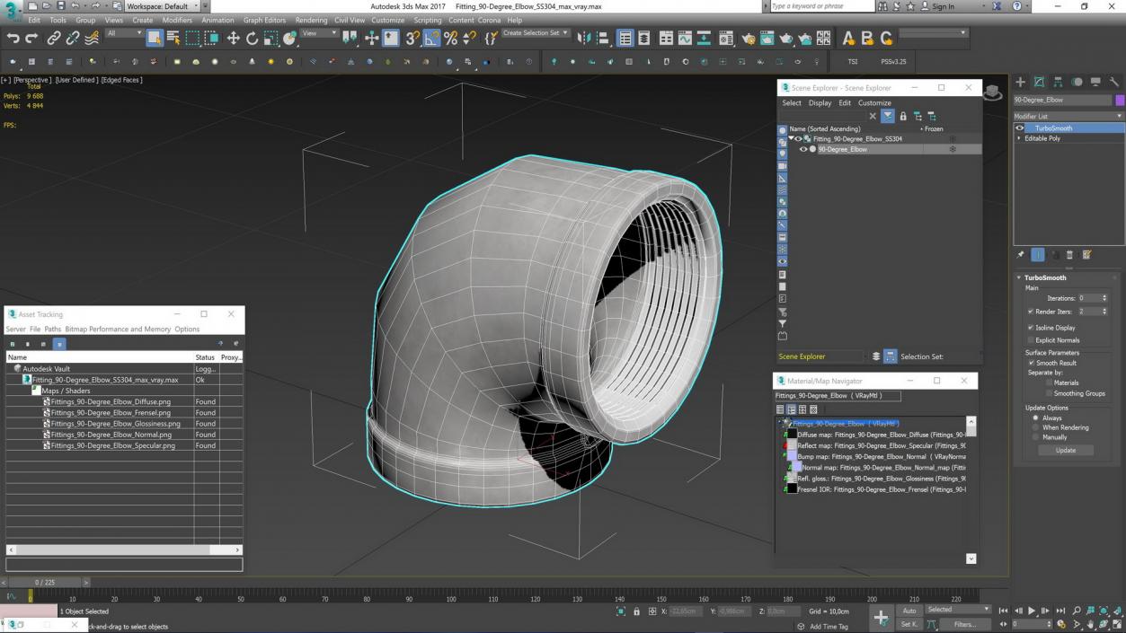 Fitting 90-Degree Elbow SS304 3D model