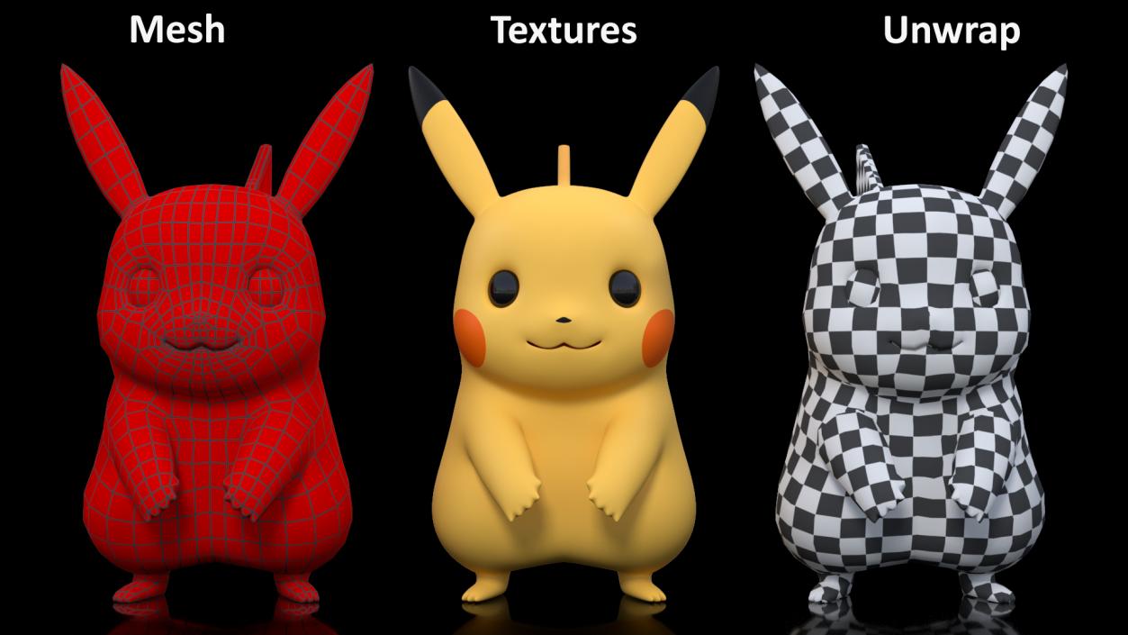 3D Pikachu Character Rigged for Maya model