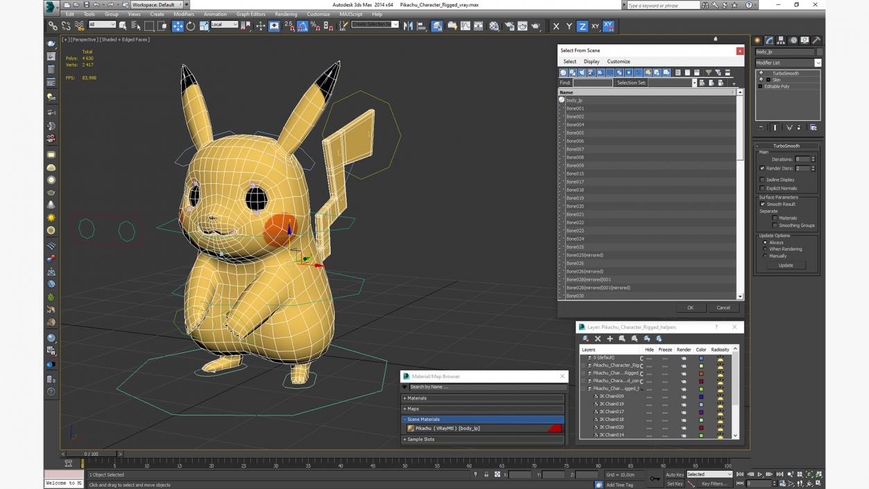 3D Pikachu Character Rigged for Maya model