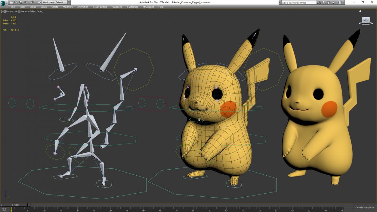 3D Pikachu Character Rigged for Maya model