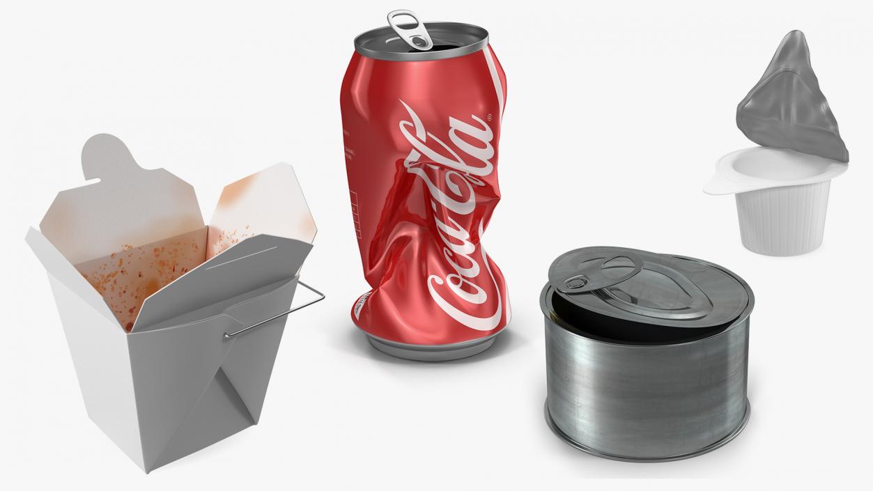 3D Used Food Containers Collection