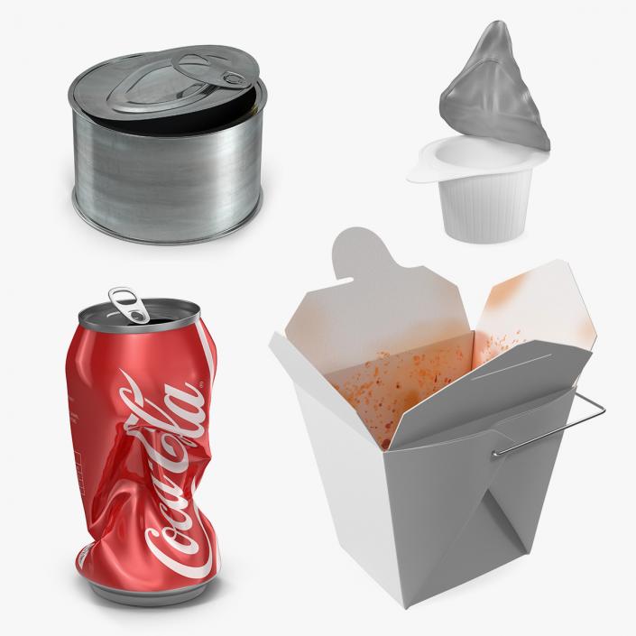 3D Used Food Containers Collection